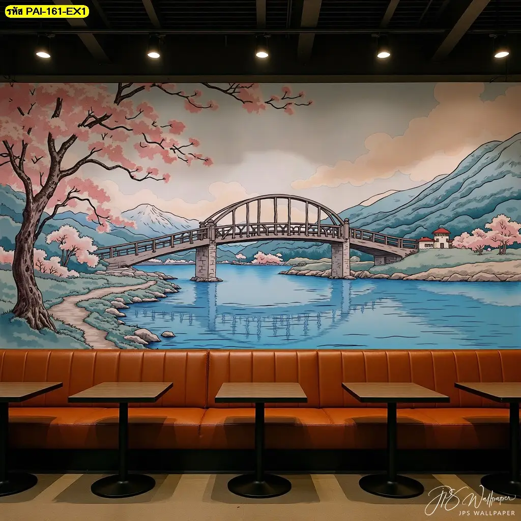 ภาพติดผนังภูเขาฟูจิ เพิ่มความโดดเด่นให้ห้องรับแขก จาก ร้านขายวอลเปเปอร์ Murallbkk ผลิตตามขนาดที่ต้องการ