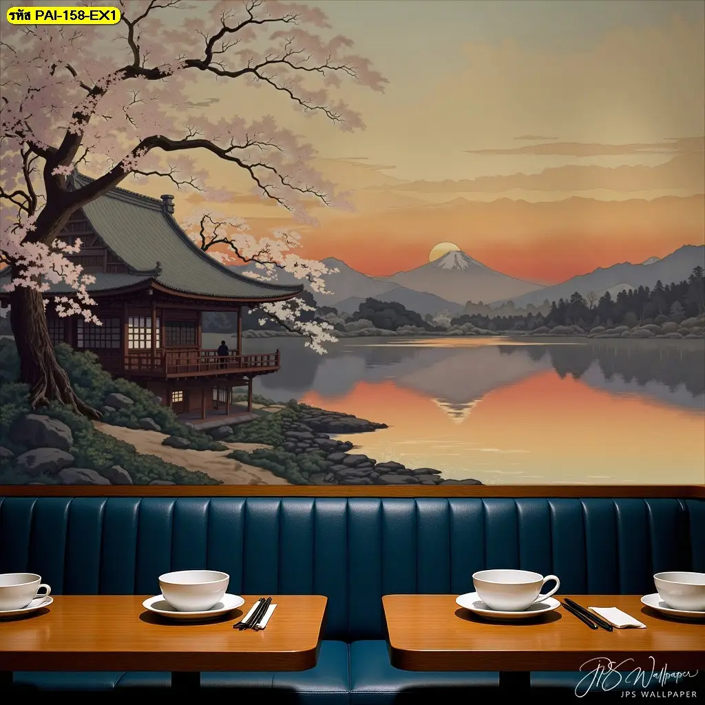 วอลเปเปอร์ติดผนังวิวญี่ปุ่น เหมาะสำหรับร้านอาหารญี่ปุ่น โรงแรม และรีสอร์ท โดย ช่างติดตั้งวอลเปเปอร์มืออาชีพ Murallbkk