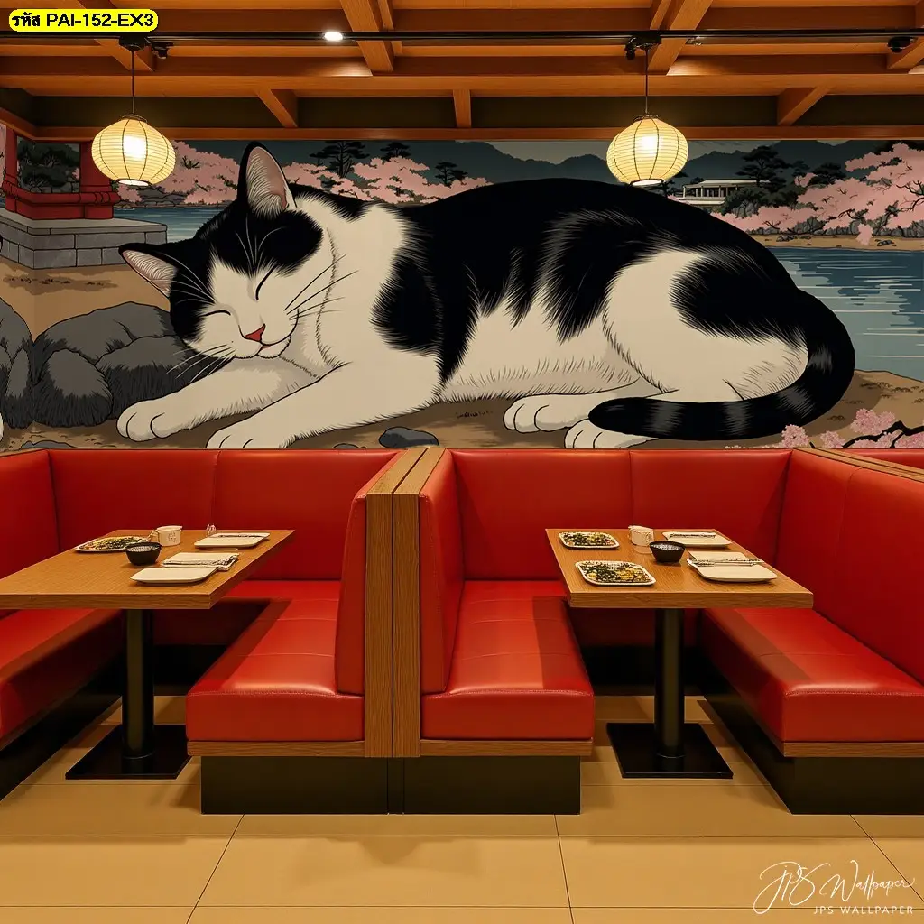 รูปภาพติดผนังแมวนำโชค เพิ่มความโดดเด่นให้ร้านอาหารญี่ปุ่นและโรงแรม ด้วยบริการจาก Murallbkk จำหน่ายวอลเปเปอร์ พร้อมติดตั้งครบวงจร