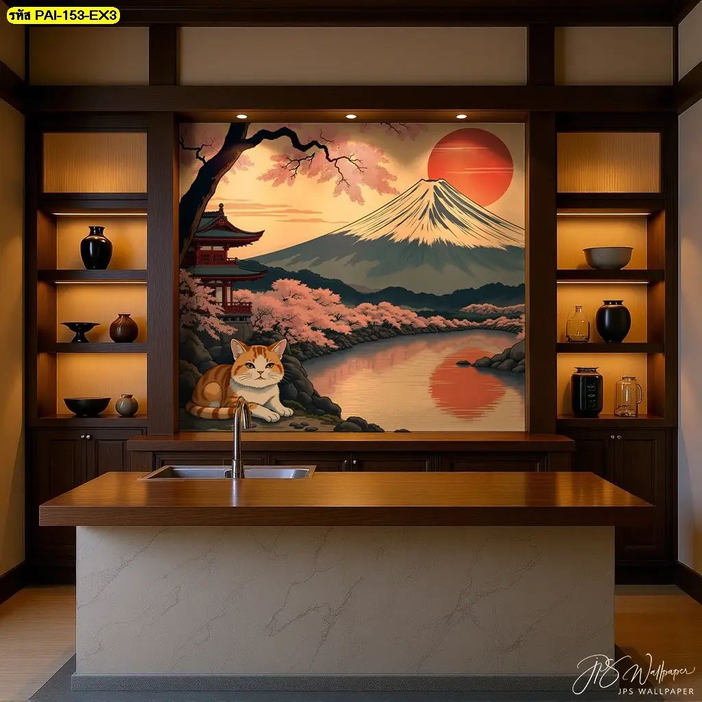 รูปภาพติดผนังแมวญี่ปุ่น เพิ่มเสน่ห์ให้ร้านอาหารญี่ปุ่น ด้วยงานพิมพ์คุณภาพจากร้านผลิตวอลเปเปอร์ Murallbkk