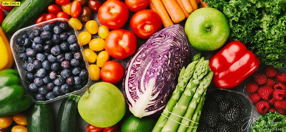 วอลเปเปอร์ภาพผักหลากสีสันอาหารเพื่อสุขภาพ