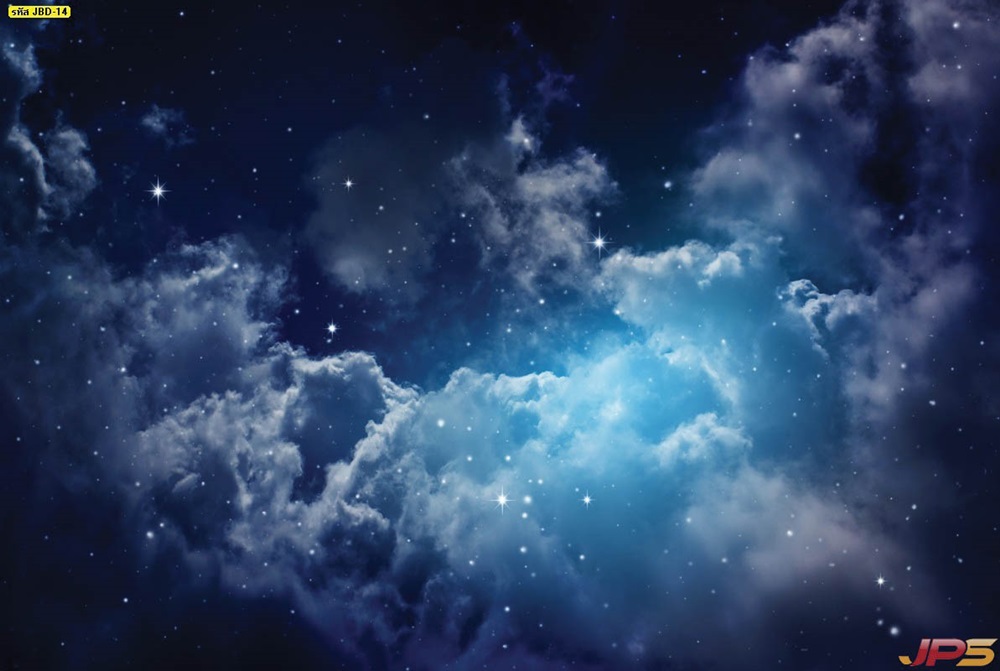 วอลเปเปอร์ฝ้าเพดานลายท้องฟ้ายามค่ำคืนที่มีเมฆและดวงดาว