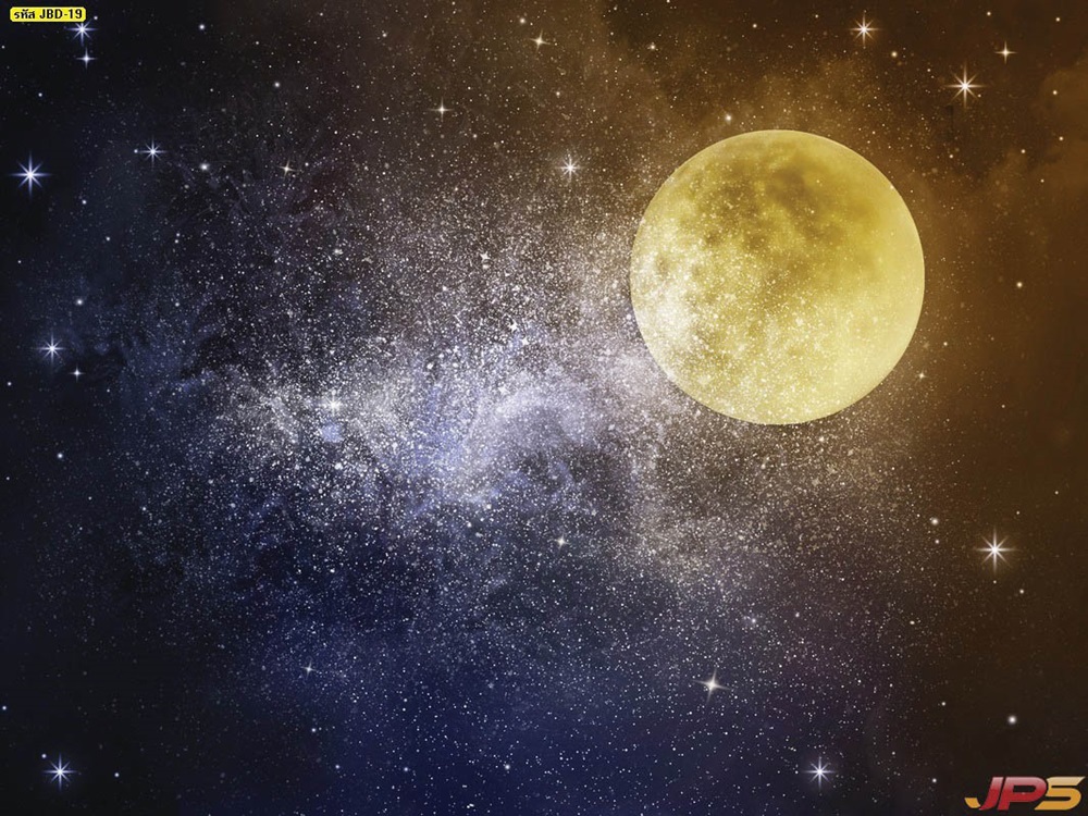 วอลเปเปอร์ฝ้าเพดานลายดวงดาวและพระจันทร์ดวงใหญ่