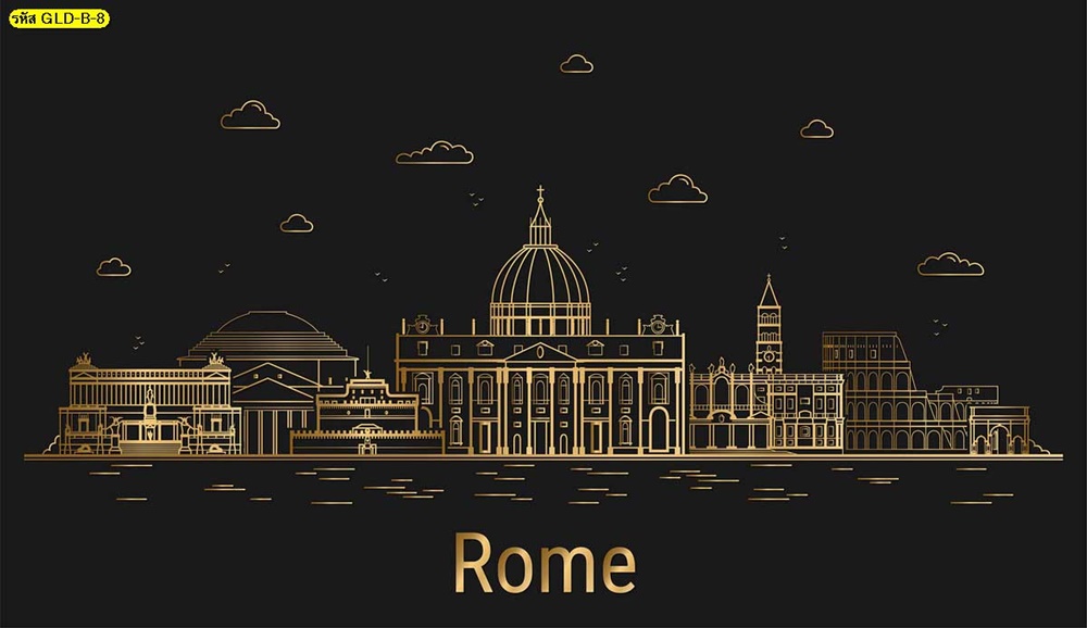 วอลเปเปอร์สีทองลายเมืองโรม