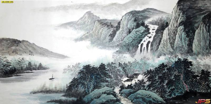 ภาพเขียนจีนลายวิวน้ำตกเสริมฮวงจุ้ย