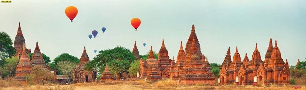 ภาพวัดในพุกามพม่าที่พระอาทิตย์ขึ้น