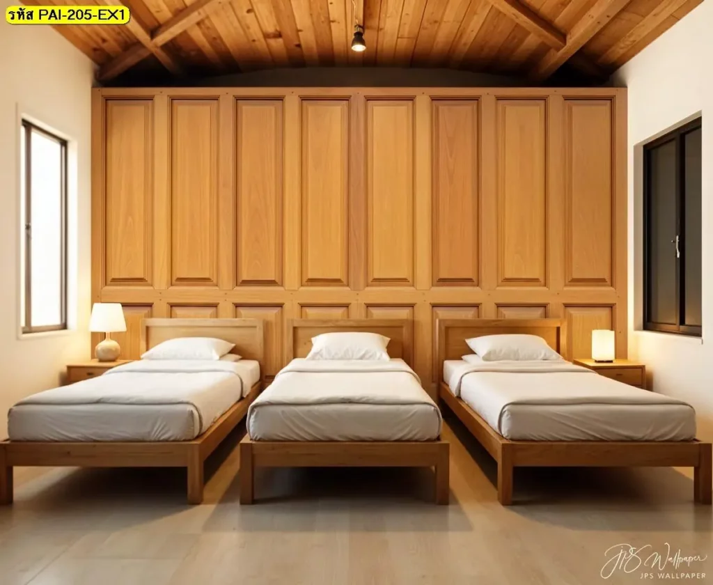 Vintage wood panel wallpaper ลายไม้สมจริง เหมาะกับบ้านสไตล์ไทยและรีสอร์ท โดย ร้านขายวอลเปเปอร์ Murallbkk
