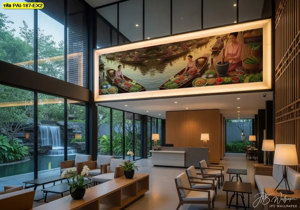 วอลเปเปอร์ร้านอาหารอีสาน ลวดลายสวยคมชัด เพิ่มเอกลักษณ์ให้ร้านอาหาร ผลิตโดย Murallbkk ร้านขายวอลเปเปอร์ พร้อมช่างติดตั้งวอลเปเปอร์มืออาชีพ