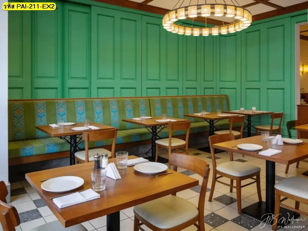 Wood wallpaper for restaurant คุณภาพสูง พร้อมบริการรับติดตั้งวอลเปเปอร์โดย Murallbkk จำหน่ายวอลเปเปอร์ลายไม้ทุกสไตล์