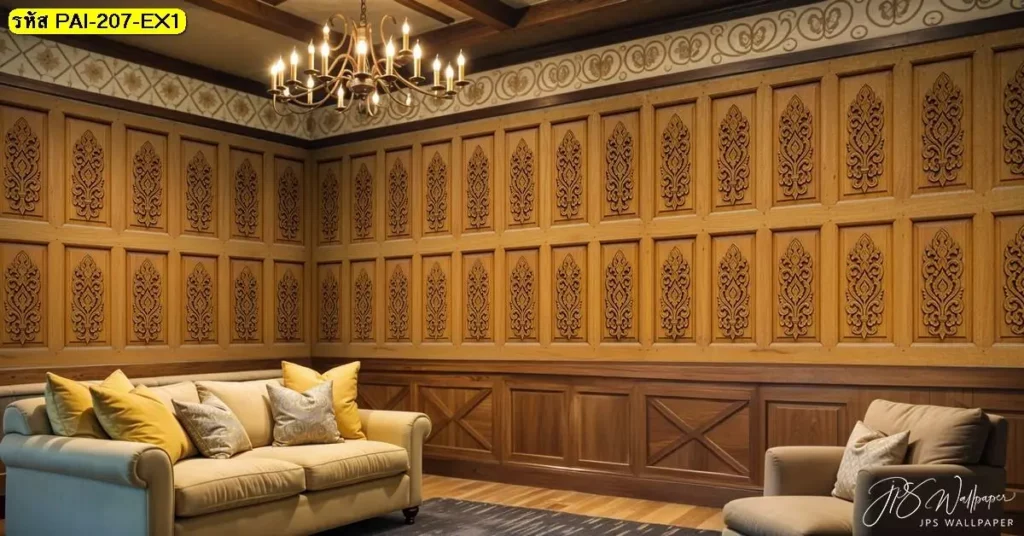 Wooden wall panel wallpaper ลายไม้ธรรมชาติช่วยสร้างบรรยากาศอบอุ่น เหมาะกับร้านอาหาร โรงแรม และบ้าน โดย Murallbkk ผู้เชี่ยวชาญงานวอลเปเปอร์