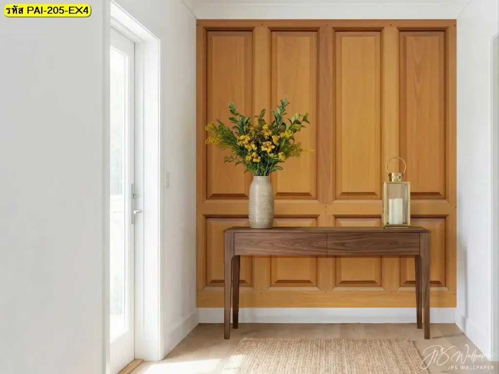 Vintage wood panel wallpaper ดีไซน์คลาสสิก เข้ากับการตกแต่งสไตล์ไทย โดย ร้านขายวอลเปเปอร์ Murallbkk
