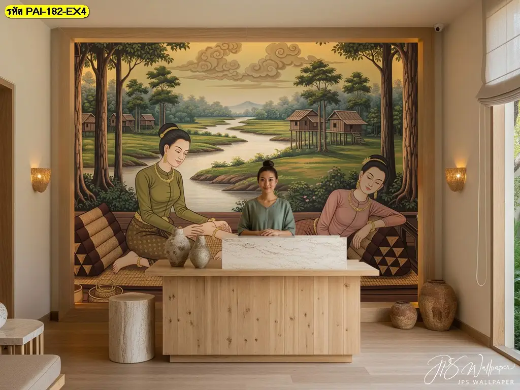 ภาพผนังตกแต่งร้านสปา ภาพนวดไทยคุณภาพสูง ผลิตตามขนาดจริง พร้อมบริการรับผลิตวอลเปเปอร์และติดตั้งครบวงจร