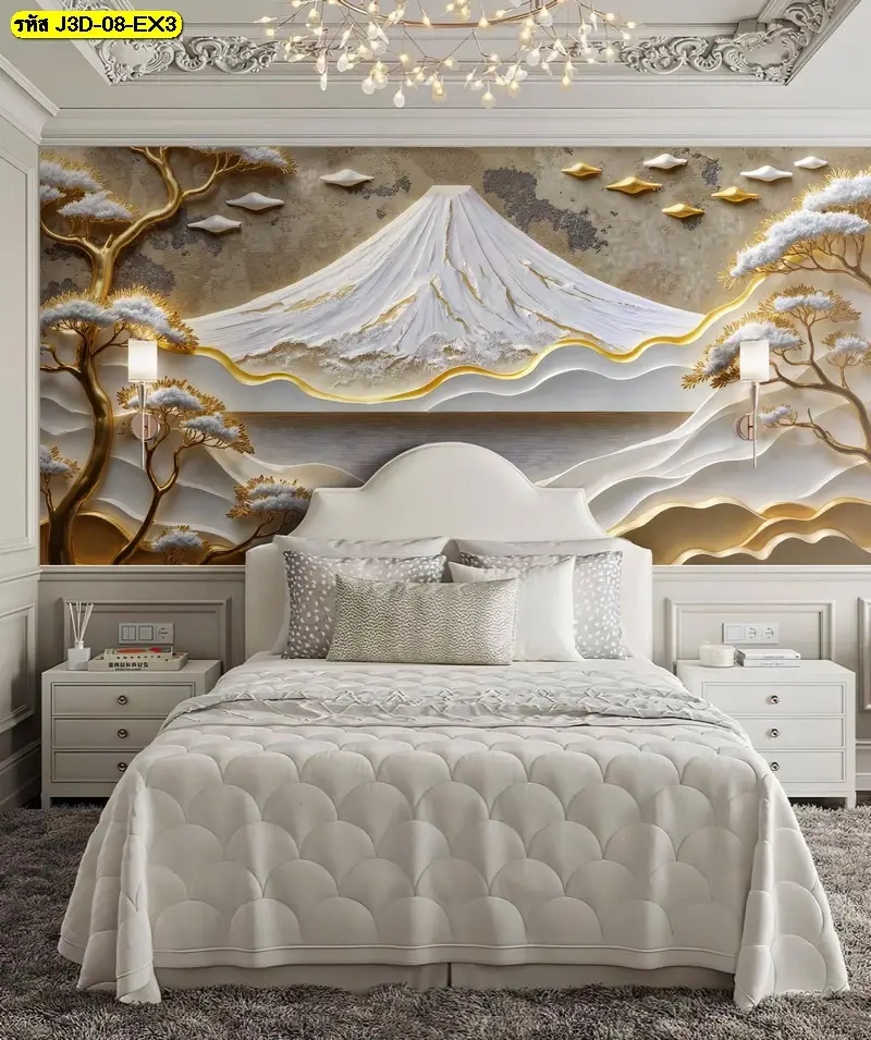 Luxury Gold Mountain Wallpaper เหมาะสำหรับตกแต่งบ้าน คอนโด โรงแรม และรีสอร์ท ด้วยลวดลายภูเขาสีทองทันสมัย ผลิตโดย Murallbkk รับผลิตวอลเปเปอร์ พร้อมทีมช่างติดตั้งมืออาชีพ