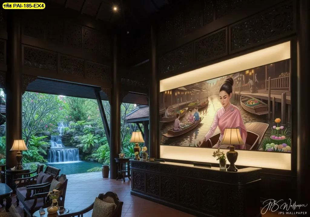 วอลเปเปอร์ร้านขนมไทย เพิ่มความสวยงามให้ร้านด้วยภาพขนมไทยแบบร่วมสมัย ผลิตโดย Murallbkk จำหน่ายวอลเปเปอร์ พร้อมช่างติดตั้งวอลเปเปอร์มืออาชีพดูแลทุกขั้นตอน