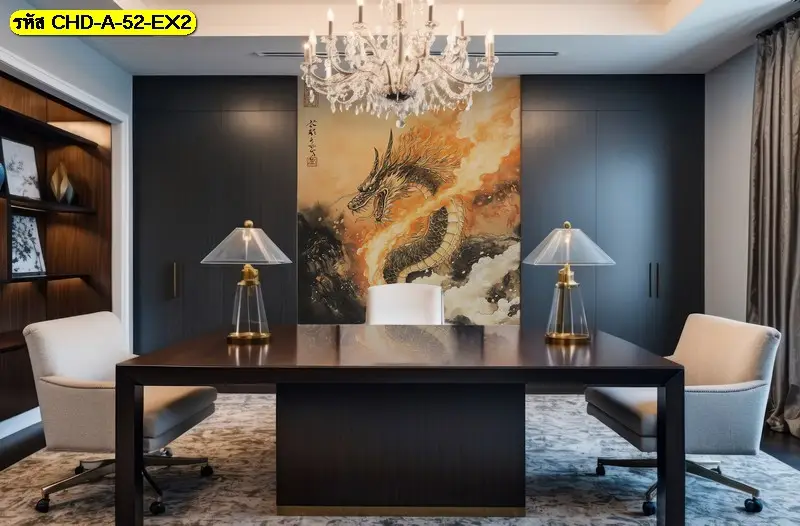 Chinese Dragon Wall Art เติมความหรูหราให้ผนังห้องนั่งเล่น ห้องทำงาน และโถงต้อนรับ ด้วย Murallbkk รับผลิตวอลเปเปอร์และติดตั้งโดยทีมงานมืออาชีพ