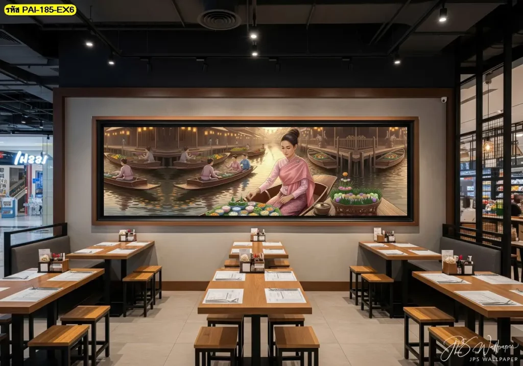 Thai dessert wall art เหมาะสำหรับร้านขนมไทย ร้านอาหาร และคาเฟ่ขนมหวาน ผลิตโดย Murallbkk ร้านผลิตวอลเปเปอร์ รับผลิตวอลเปเปอร์ตามขนาดจริงทุกพื้นที่
