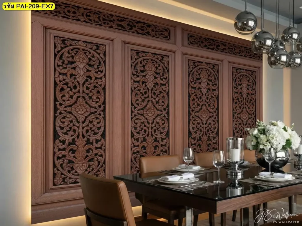 วอลเปเปอร์บ้านไม้ไทย ลวดลายเสมือนไม้จริง ช่วยสร้างบรรยากาศที่อบอุ่น พร้อมบริการ รับติดตั้งวอลเปเปอร์ Murallbkk