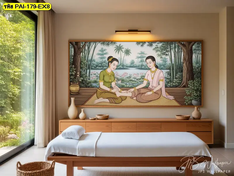 ภาพติดผนังร้านนวด สไตล์ลักชัวรีคลาสสิกสะท้อนอัตลักษณ์ความเชี่ยวชาญของร้านคุณ รังสรรค์งานพิมพ์โดย Murallbkk
