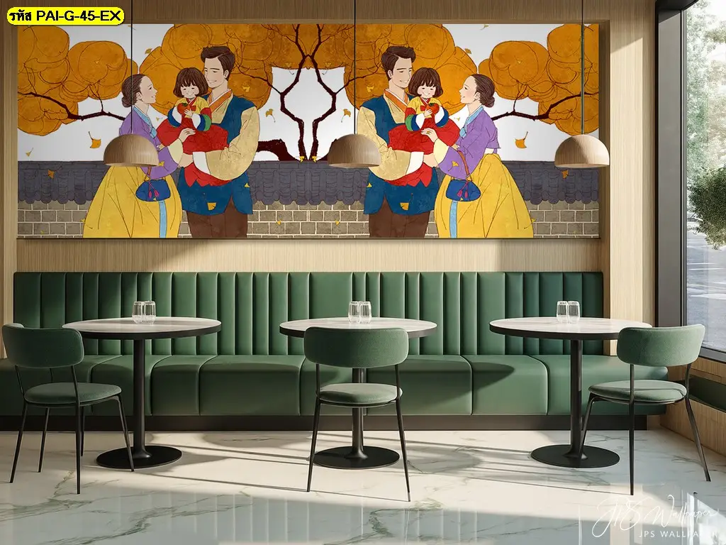 Korean hanbok wall mural ผลิตตามขนาดผนังจริง เพิ่มเอกลักษณ์ให้ร้านสไตล์เกาหลี ผลิตโดย Murallbkk ร้านผลิตวอลเปเปอร์ รับผลิตวอลเปเปอร์ตามพื้นที่จริงทุกขนาด