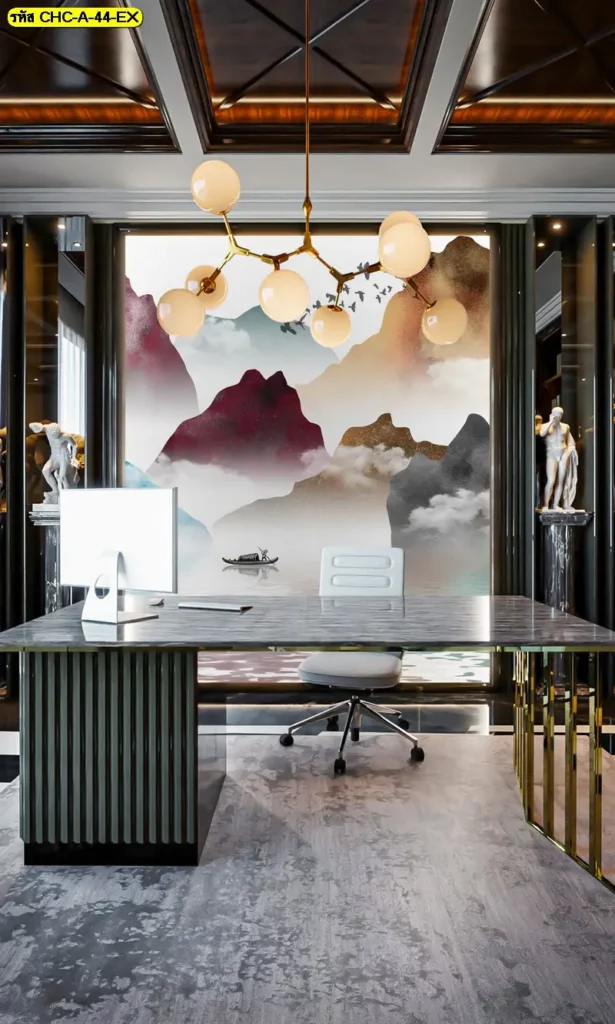Feng Shui Mountain Wallpaper เหมาะสำหรับตกแต่งบ้านพักอาศัย รีสอร์ท และโรงแรม เพิ่มความโดดเด่นให้ผนังทุกมุม ผลิตโดย Murallbkk ร้านขายวอลเปเปอร์ พร้อมทีมงานมืออาชีพ