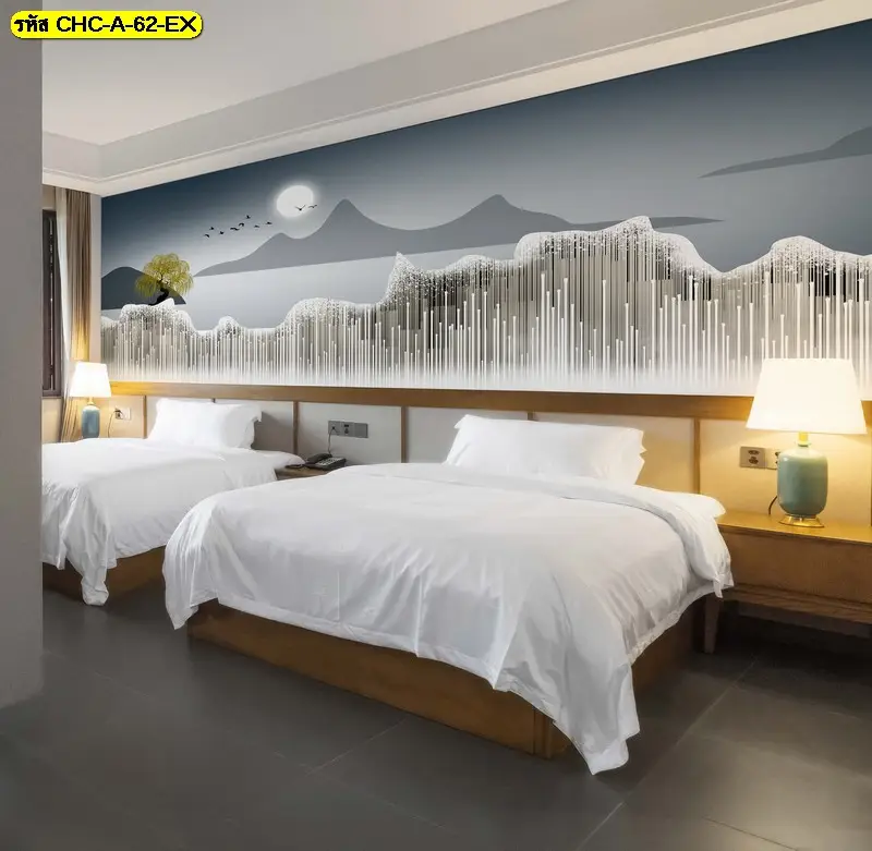 รูปภาพแต่งบ้านภูเขาฮวงจุ้ย ลวดลายภูเขาและต้นไม้สีทองช่วยเพิ่มความอบอุ่นให้พื้นที่อยู่อาศัย ผลิตโดย Murallbkk รับผลิตวอลเปเปอร์ พร้อมช่างติดตั้งวอลเปเปอร์มืออาชีพ